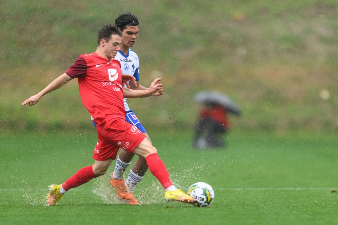 Vegard Hagen i treningskampen mot IFK Norrköping på Marbella med A-laget i 2024. Bilde: Mathilda Ahlberg / Bildbyrån.