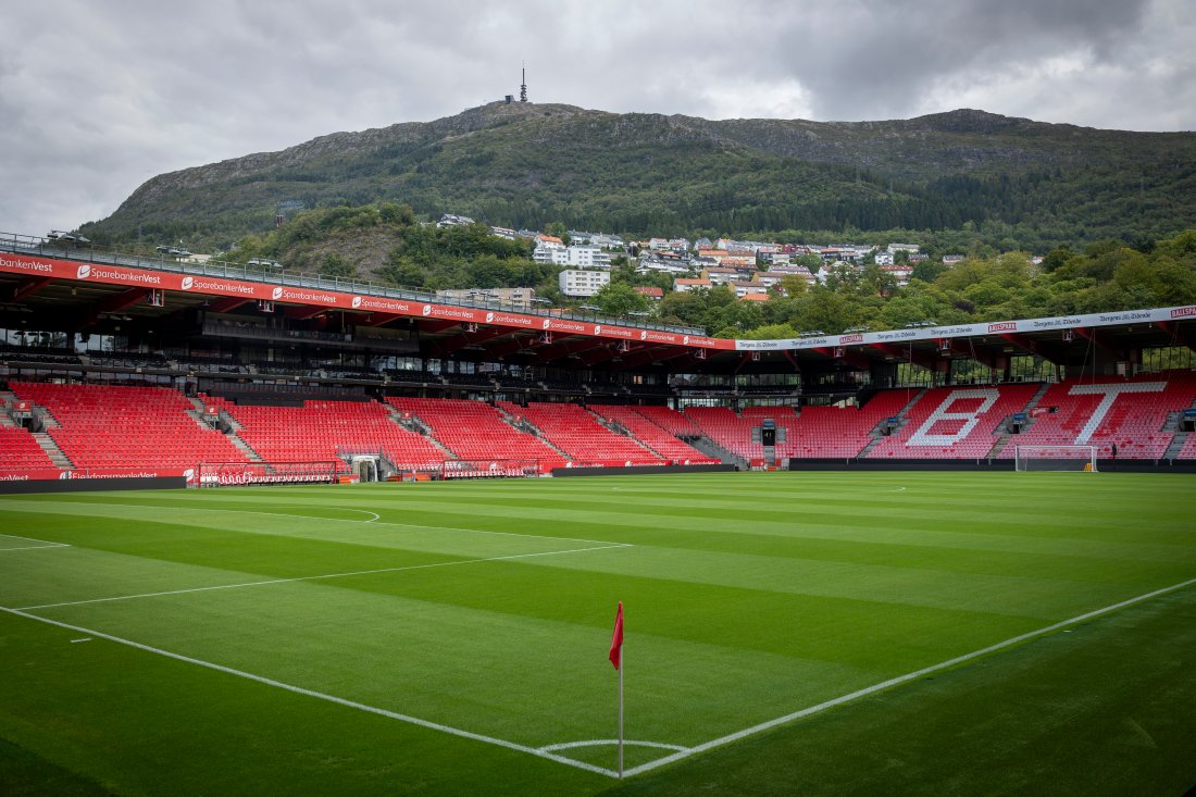 Det ble arrangert 34 kamper på Brann Stadion i 2024. Foto: Janne Håland, Brann.no.